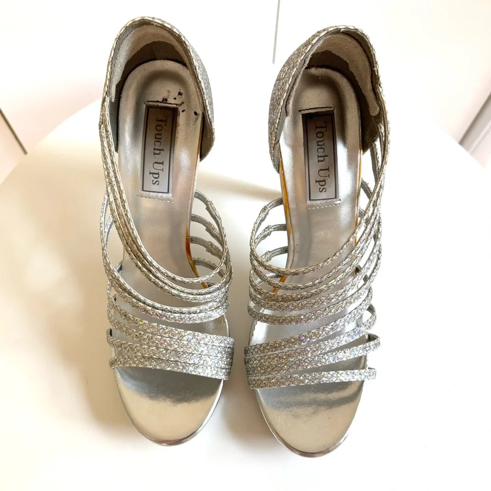 Touch Ups Carey Silver Sparkle Heels Size 8